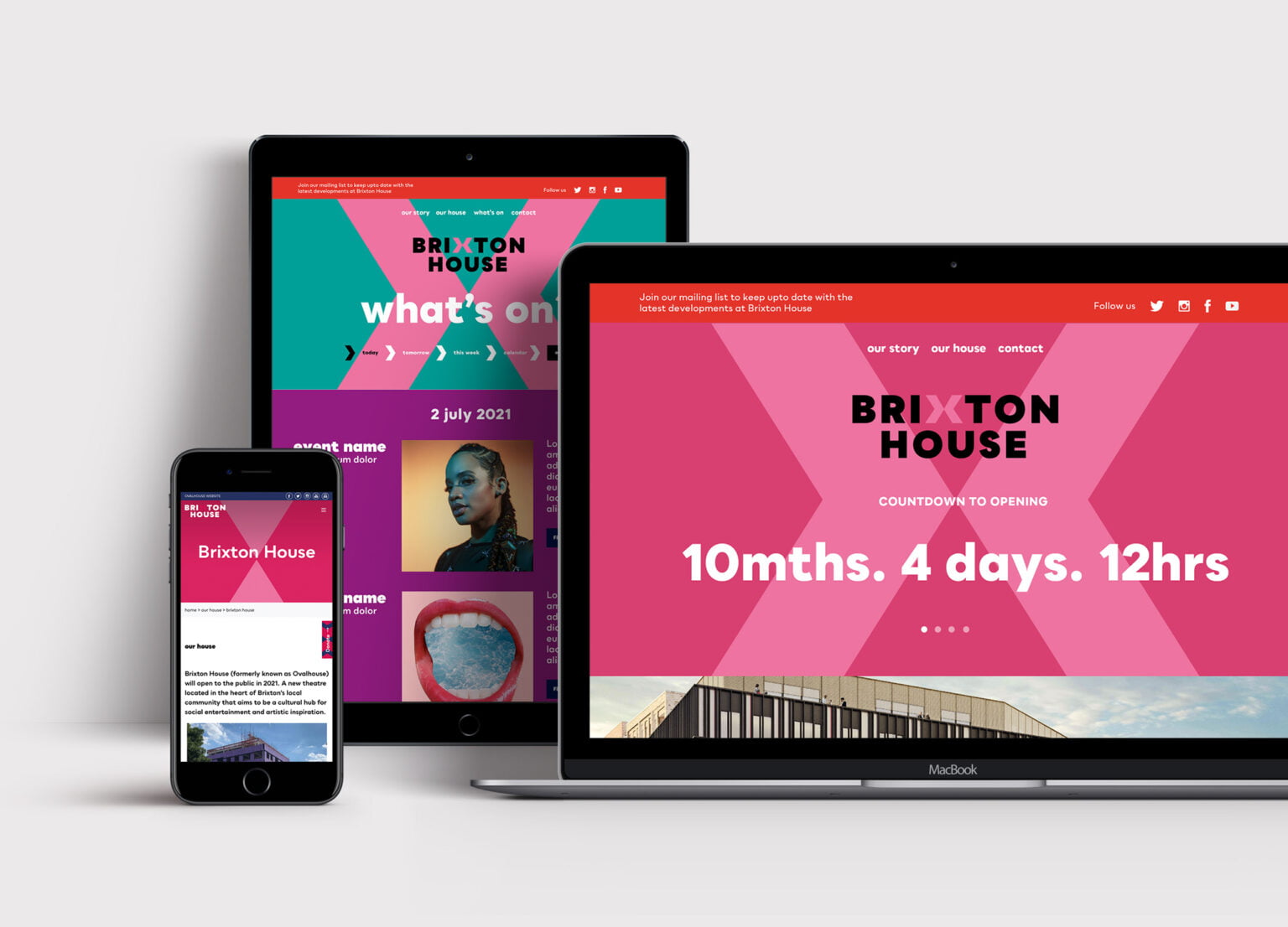 Design of the Brixton House website shown on all devices