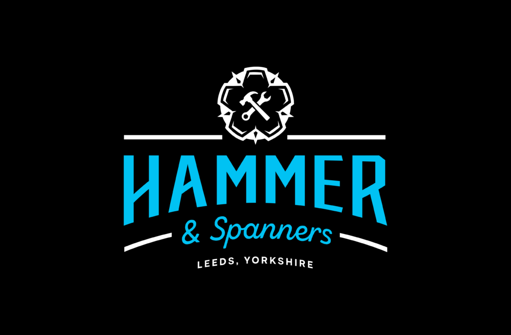 Logo design shown in 2 colours for Leeds based property maintenance and repairs company Hammer & Spanners