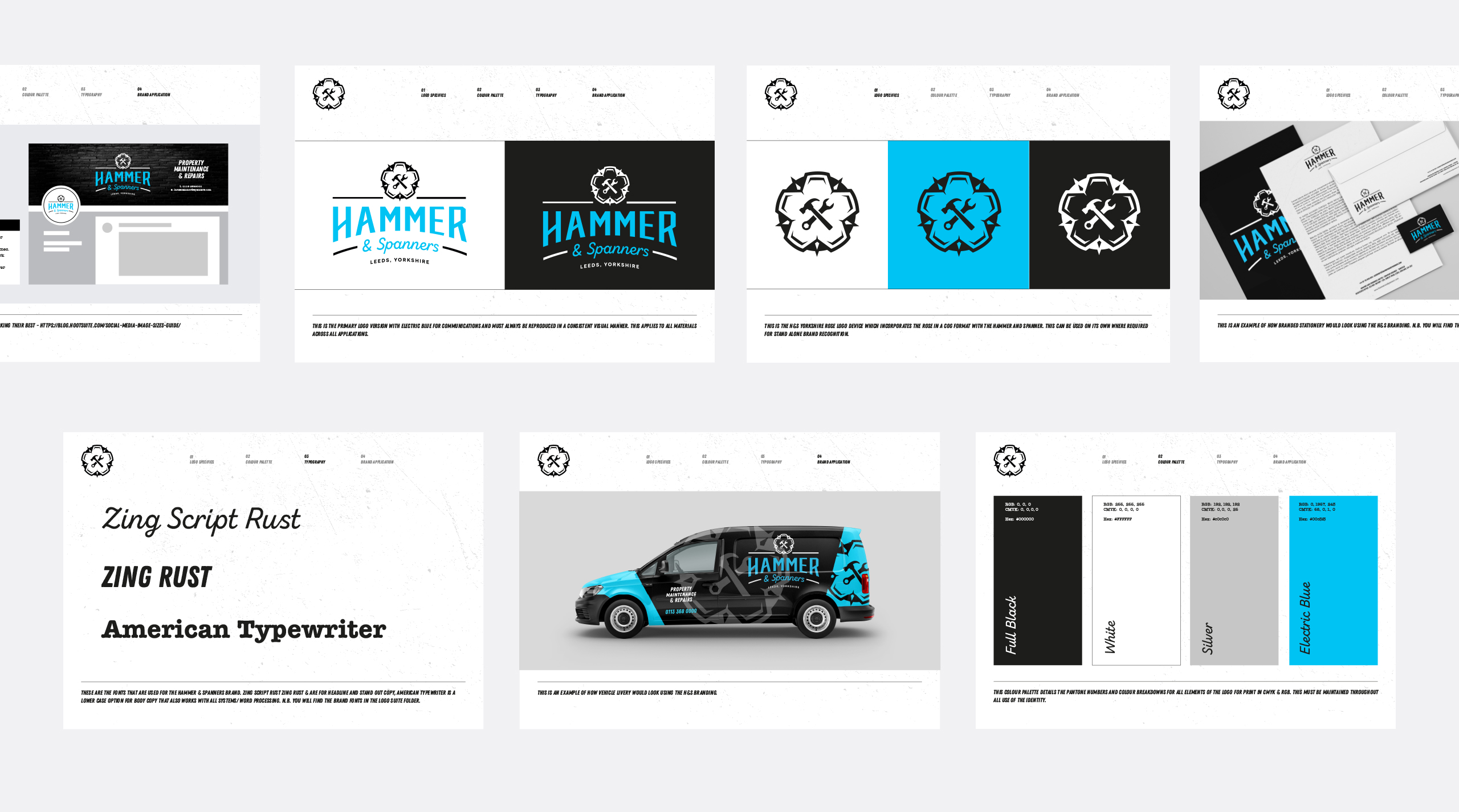 Brand Guidelines design for Leeds based property maintenance and repairs company Hammer & Spanners